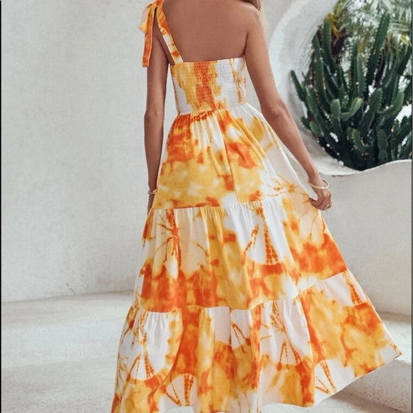 Boho Tie Dye One Shoulder Maxi Dress - Picture 6 of 7